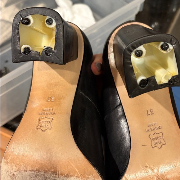 MARE Maryjane Italian Leather Peep Toe Block Heel - Picture 7 of 11